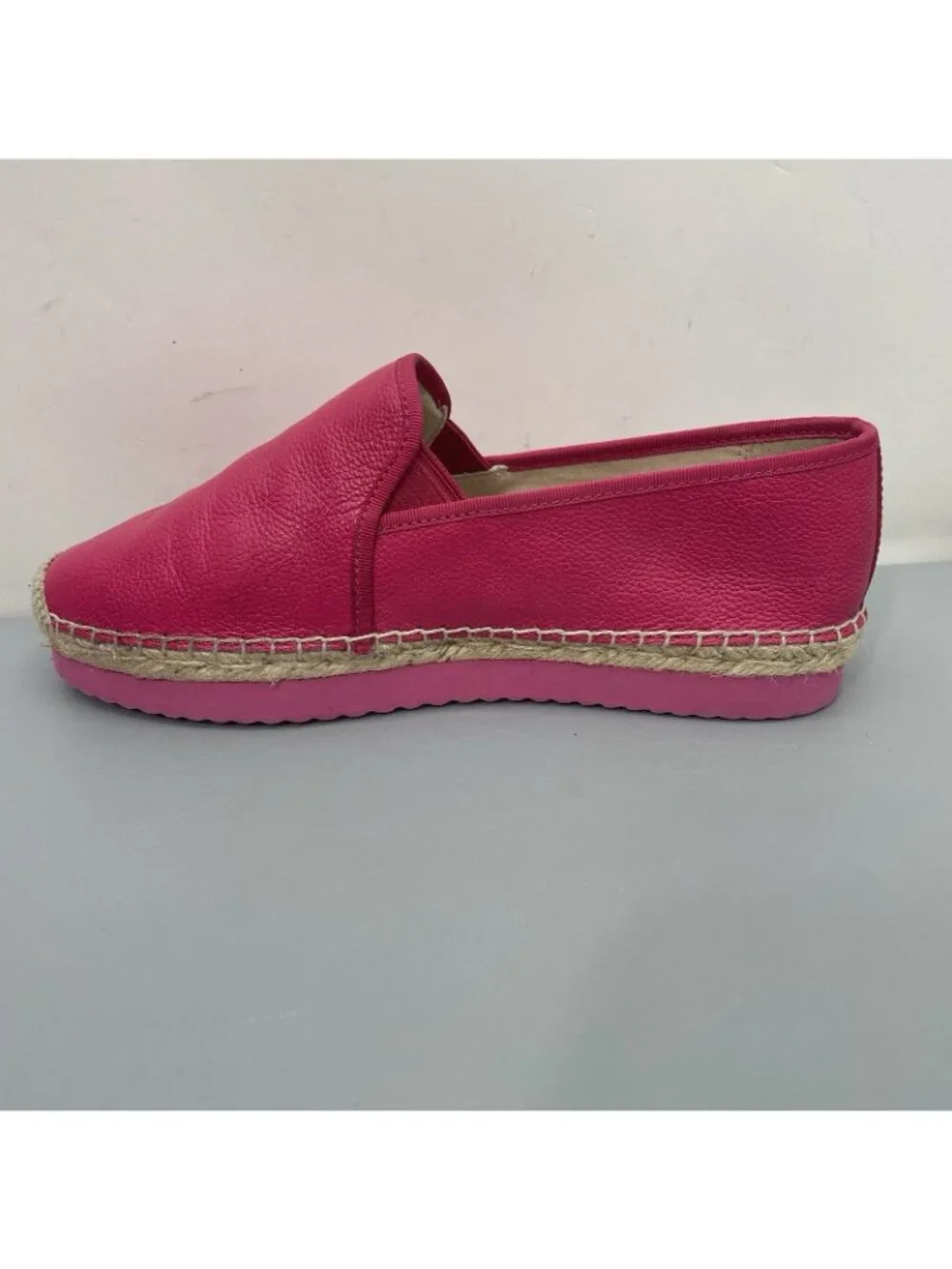 Michael Kors Hastings Espadrilles Shoes Slip On Pebbled Leather Hot Pink Women 7